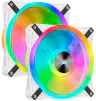 iCUE QL140 RGB 140mm PWM White Fan — Dual Fan Kit with Lighting Node CORE (Refurbished)