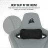 TC200 Gaming Chair – Plush Leatherette – Light Grey/White (UK) - Image 3